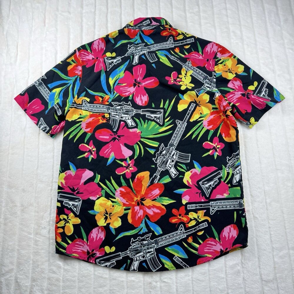 Combat Iron Apparel Button Up Short Sleeve Men M All Over Print Floral M16 AR15 - Picture 2 of 12
